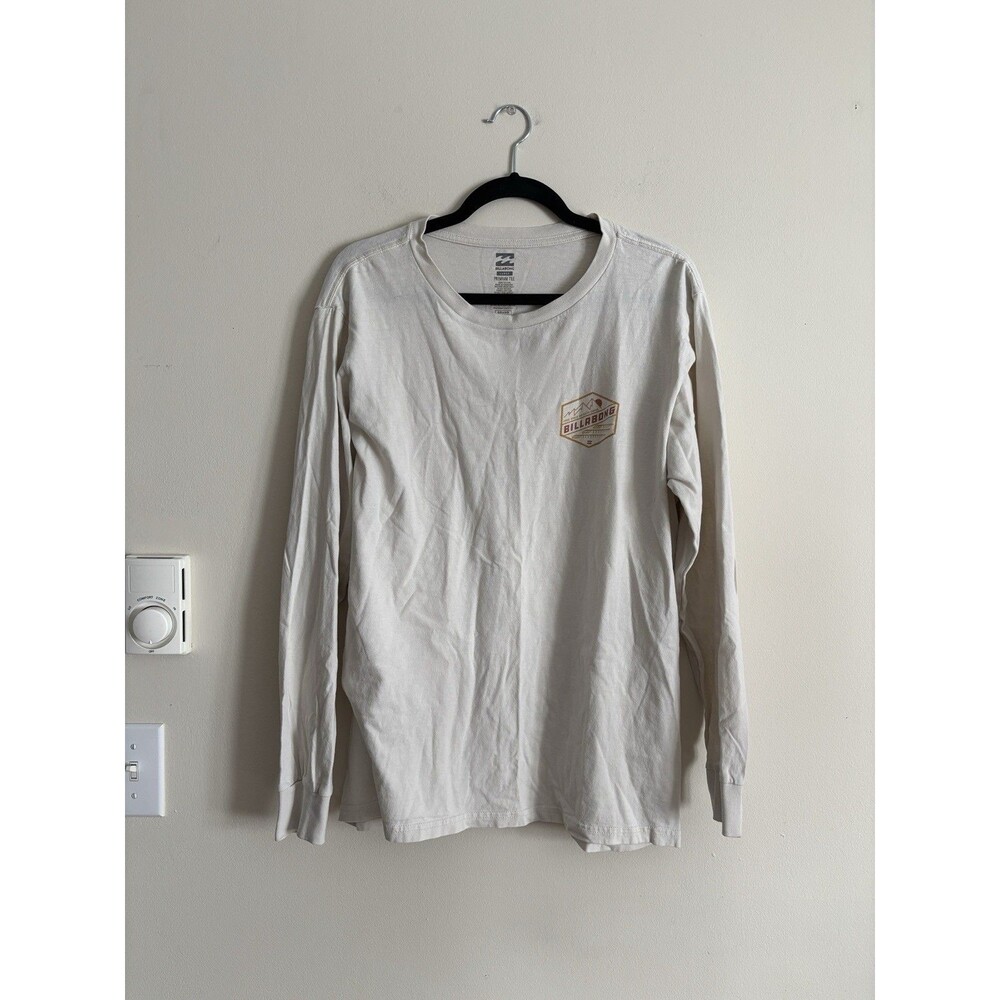 Billabong Mens Large Preium Tee Long Sleeve Ivory Beige Surf Grunge
